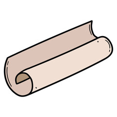 Hand drawn cartoon scroll on white background.