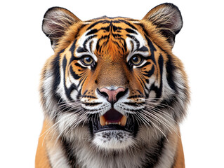 Obraz premium A high-resolution studio photograph full body shot of a Royal Bengal Tiger roar on a pure white background, perfect for dicut, animal symbol of India