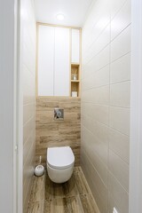 interior apartment room bathroom, sink, decorative elements, toilet