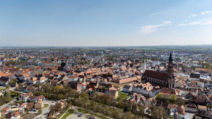 Fototapeta premium Straubing , Niederbayern, vom Volksfestplatz aus gesehen