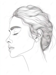 Fototapeta premium Minimalistic Continuous Line Art Portrait of a Woman in Side Profile