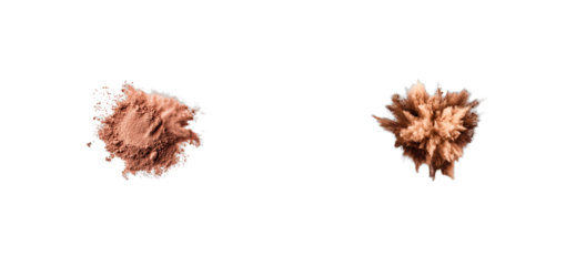 Brown and tan powder splashes on a transparent background