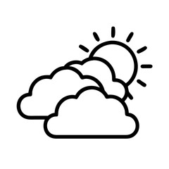 Sun behind clouds icon vector illustration sunshine and cloudscape weather forecast symbol graphic design