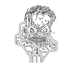 Stylized Skull Outline with Modern Hairstyle Art