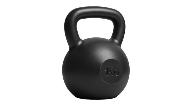 Isolated black 1kg kettlebell