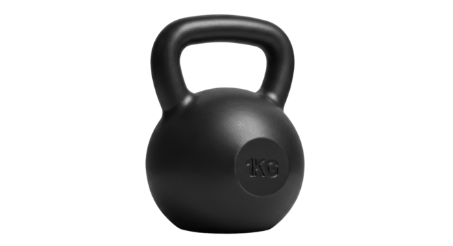 Isolated black 1kg kettlebell