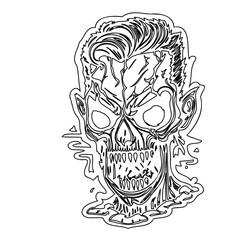 Haunted Hairstyle: A Skull Portrait Line Art