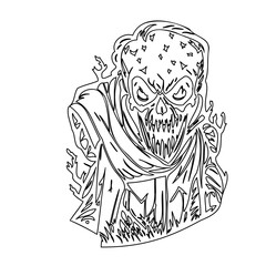 Ghastly Skull Illustration in Striking Black Lines