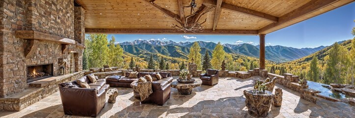 A view of a stunning mansion with a breathtaking panorama in Aspen, Colorado, USA, visualized from a real image