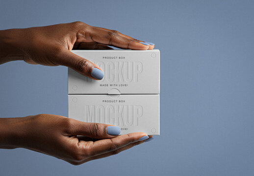 Hands Holding Boxes Mockup