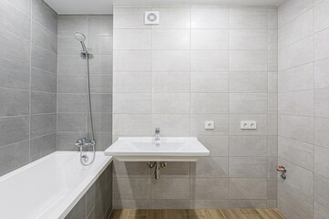 interior apartment room bathroom, sink, decorative elements, toilet