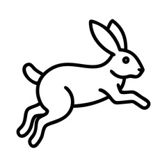 Rabbit hare outline vector illustration, easter bunny drawing, running animal clip art, pet image