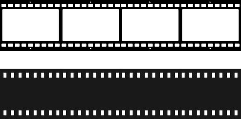 Grunge film strips. Old retro cinema movie strip. Video recording illustration