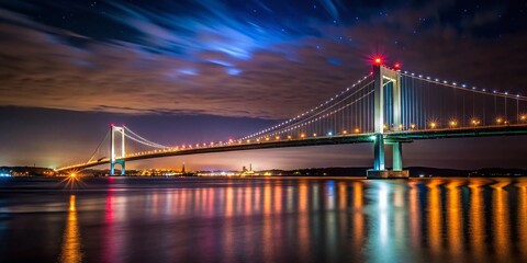 Obraz premium Claiborne Pell Bridge Newport Rhode Island Night View Stock Photo