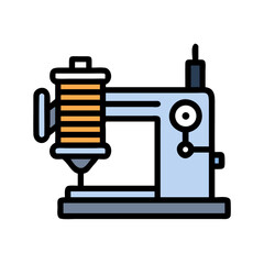 Sewing Machine with Thread Spool Icon Design
