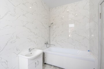 interior apartment room bathroom, sink, decorative elements, toilet