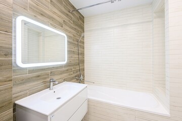 interior apartment room bathroom, sink, decorative elements, toilet