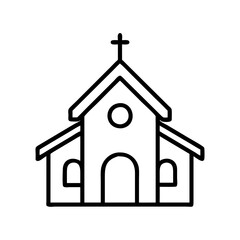 Church building vector icon illustration simple line art design for religion and worship place of god