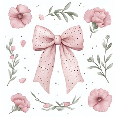 Elegant watercolor bow and floral design