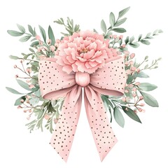 Elegant floral bouquet with polka dot bow
