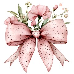 Chic Watercolor Floral Bouquet with Polka Dot Bow