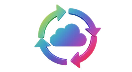 Isolated Cloud with Colorful Circular Arrows