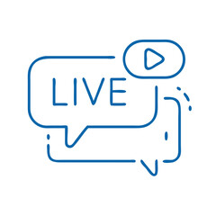 Live Streaming Speech Bubbles with Play Button in Simple Style  