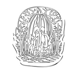Pumpkin Spooky Illustration Halloween Line Art