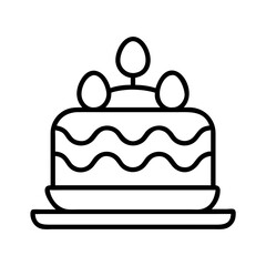 Cake vector illustration: birthday cake with eggs outline drawing dessert bakery sweet treat icon