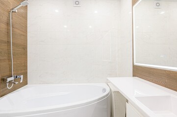interior apartment room bathroom, sink, decorative elements, toilet