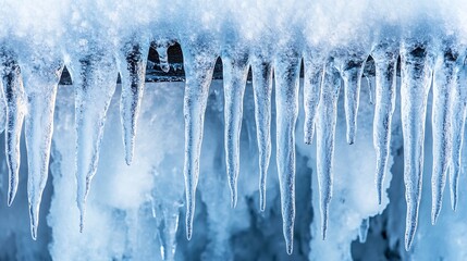 Icicle Formation: Serene Winter Scene of Crystal Icicles