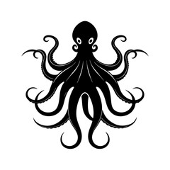  Octopus with long tentacles silhouette