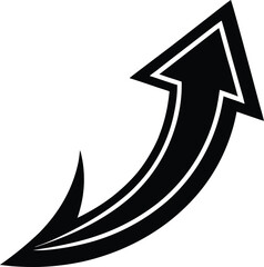 Curved Arrow Silhouette Vector | Direction, Navigation & Movement Icon