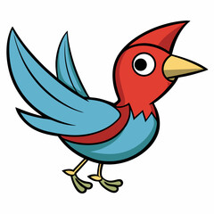 cartoon bird with a red heart