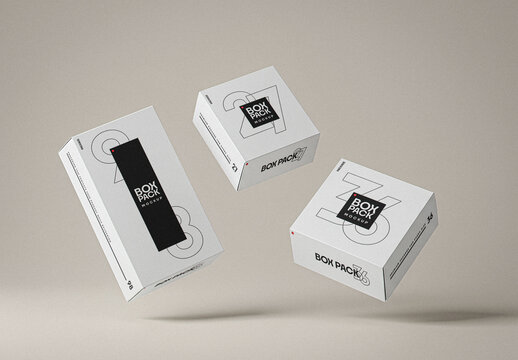 Floating Packaging Boxes Mockup