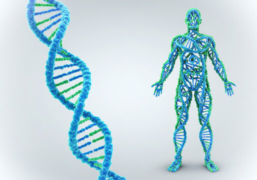 Futuristic Biotechnology DNA Human Figure Artwork