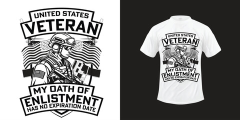 United States Veteran T-Shirt Design – Patriotic Military Typography Graphic for Veterans