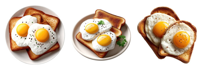 Fried eggs on toast, breakfast meal, delicious and hearty, perfect for mornings