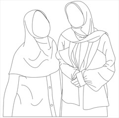 Two Muslim Women in Hijab Talking