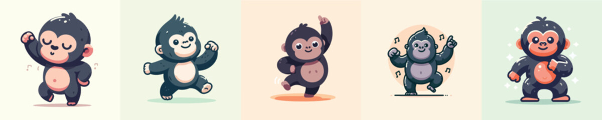 funny vector collection of dancing gorillas