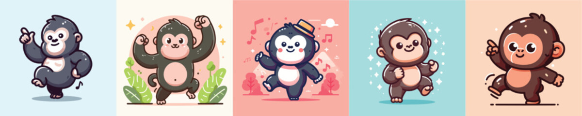 funny vector collection of dancing gorillas