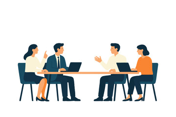 Office Workers Collaborating in a Meeting Room
