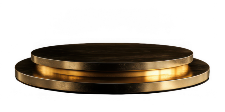 Modern gold pedestal with dual tiers for elegant presentation