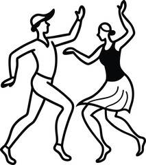 Dancing People Silhouettes Expressive Motion Line Art Collection