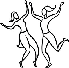 Fototapeta premium Dancing People Silhouettes Expressive Motion Line Art Collection
