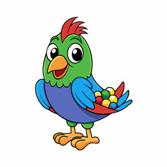 cartoon parrot on white background