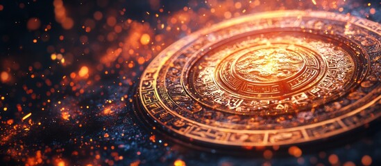 Ancient Circular Design Fiery Background