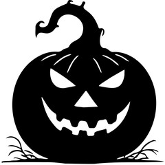 Halloween pumpkin silhouette on white background