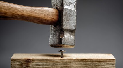 A hammer swings down striking a nail into-1 - project craft steel