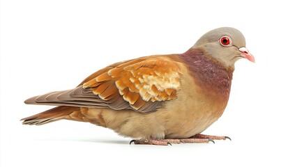 Obraz premium A brown and gray pigeon is isolated on a white background.